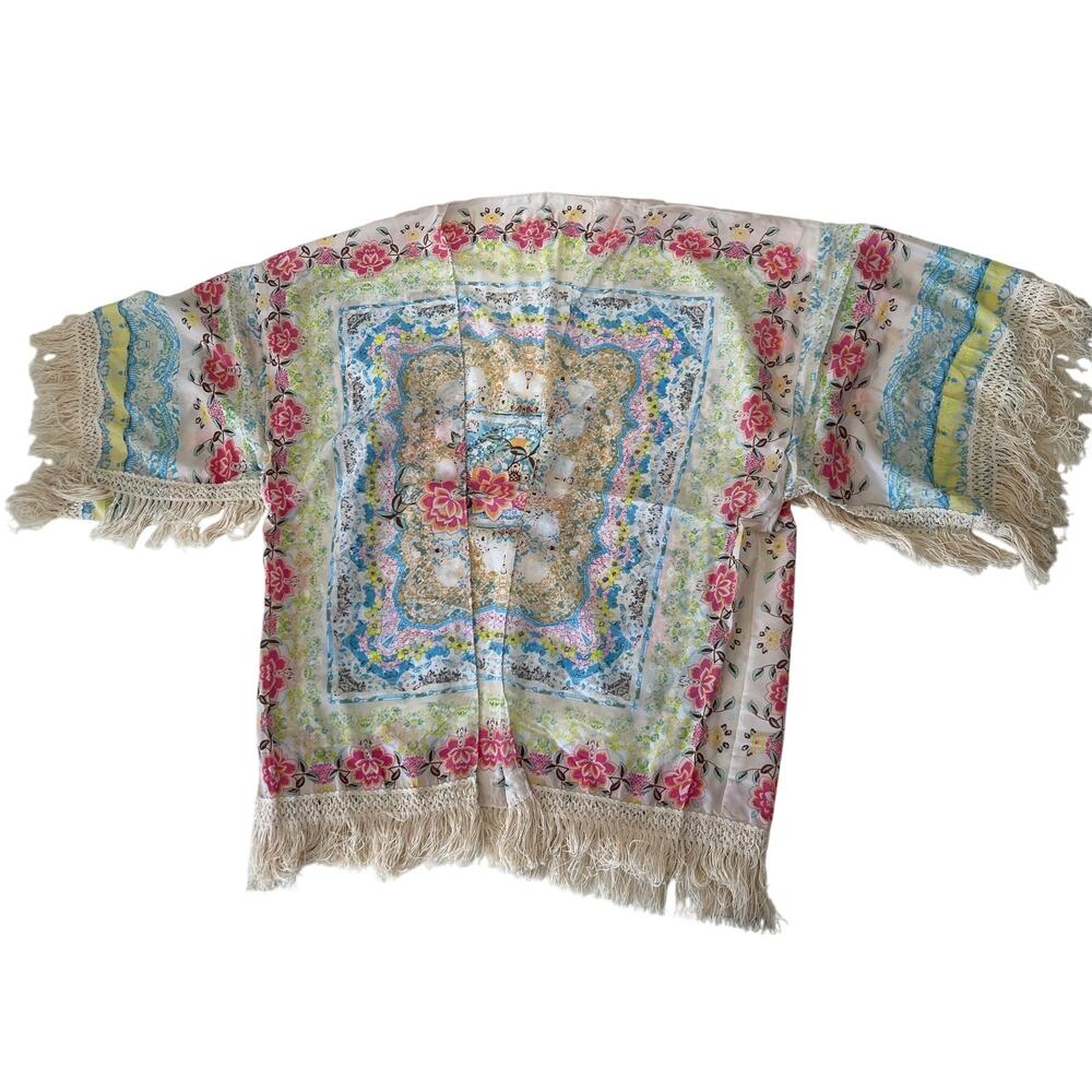 NWT‎ Boho Kimono Fringe Bottom Cardigan Swim Coverup Festival Light One Size